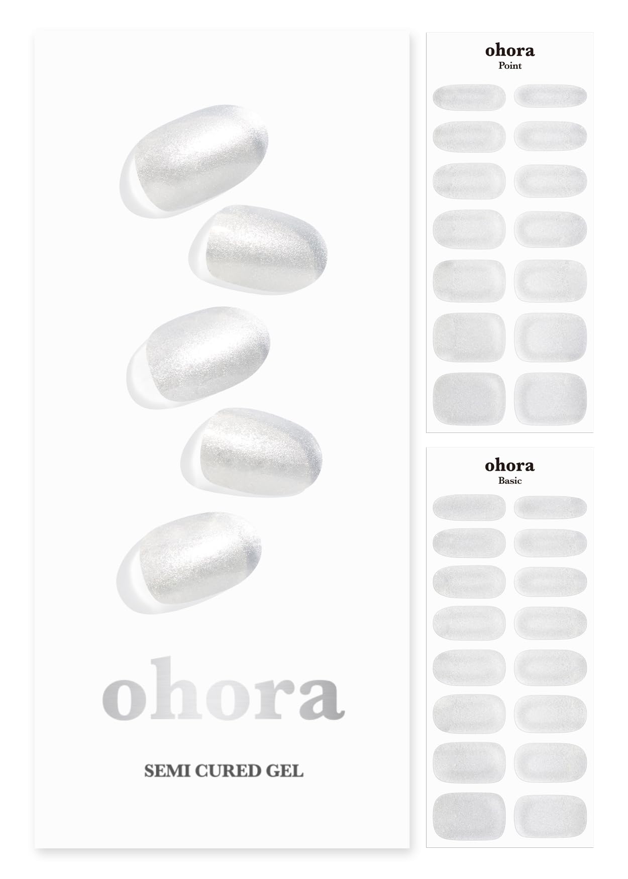 Photo 1 of ohora Semi Cured Gel Nail Strips (N Silver Chrome) - White, Metallic, Works with UV/LED Lamps, Salon-Quality, Long Lasting, Easy to Apply & Remove - Includes 2 Prep Pads, Nail File & Wooden Stick