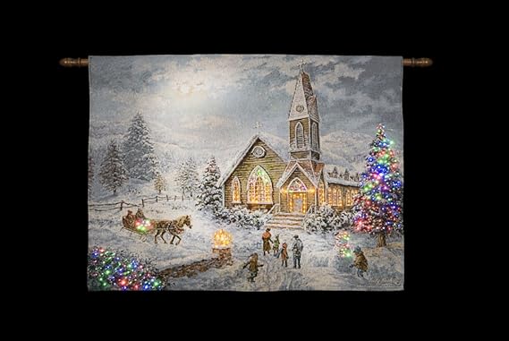 Wish christmas tapestry wall tapestry christmas season tapestry Fibre Optic Wall Hanging Christmas Tapestry Church with Worshippers