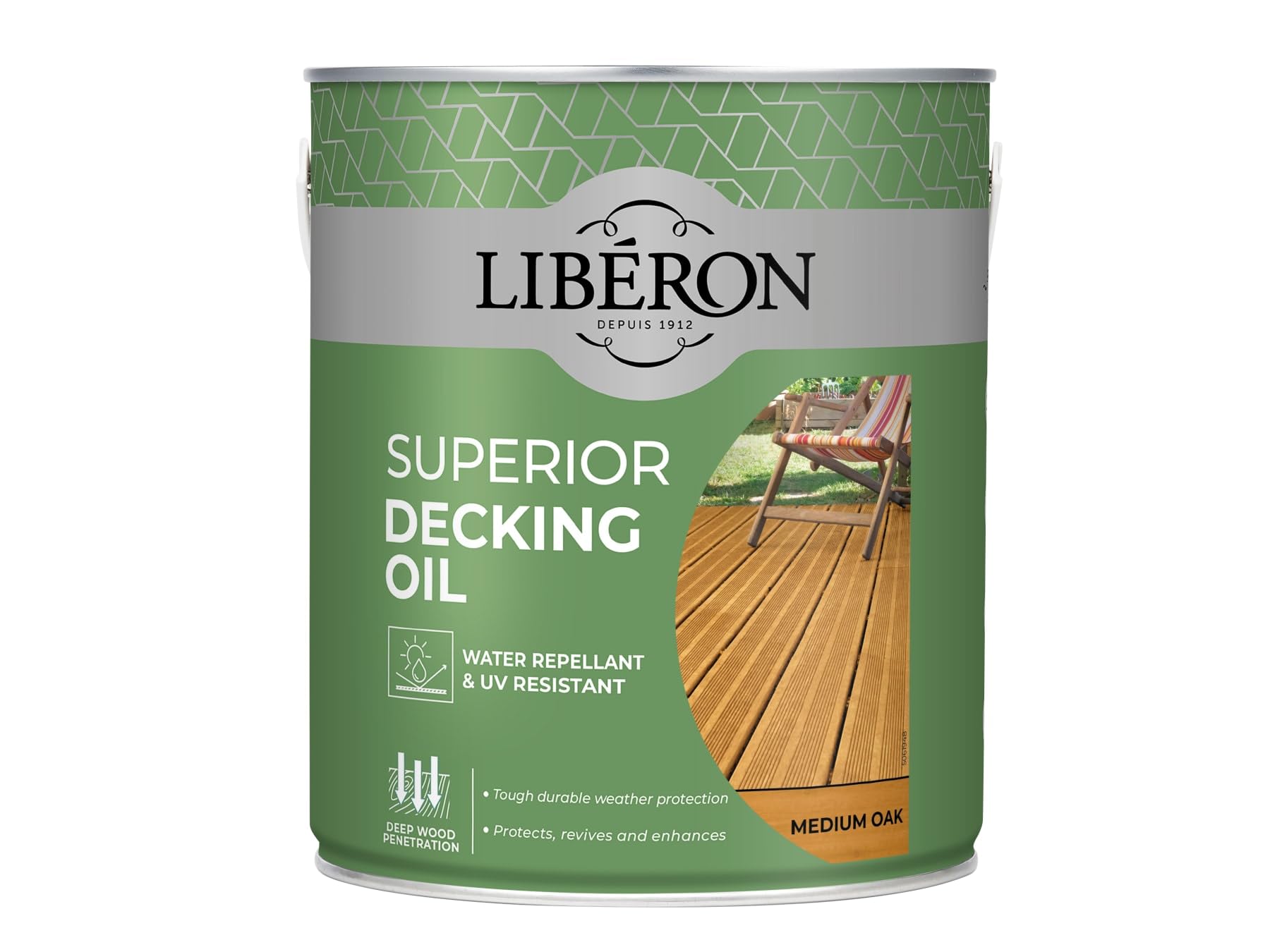 Liberon Superior Decking Oil Water Repellent and UV Resistant (Medium Oak 2.5 Litre)