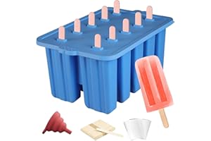 WAYBESTY Silicone Popsicles Molds,Popcylce Molds,Food Grade Reusable Popsicle Molds for Kids,Homemade Popsicles Molds,Ice Cream Mold,Ice Pop Molds Maker with Popsicle Stick,Popsicle Bag,Funnel (Blue)