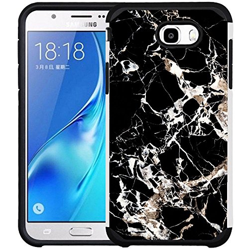 Samsung Galaxy Halo / Galaxy J7 Prime / Galaxy J7 Perx / Galaxy J7 V / Galaxy J7 Sky Pro Case - Armatus Gear (TM) Vivid Collection Slim Hybrid Case Protective Cover - Black and White Marble