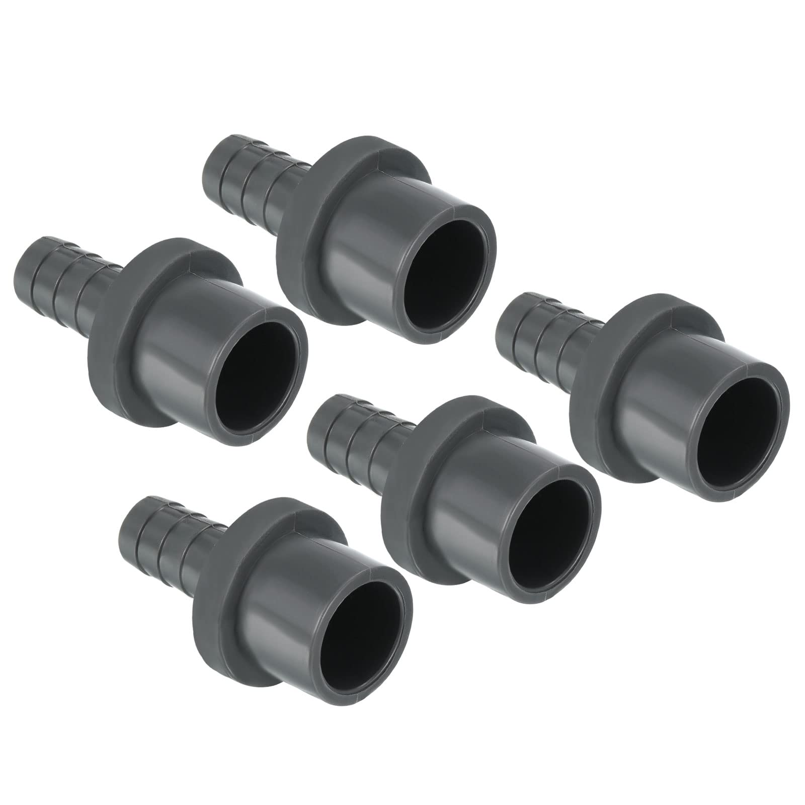 PATIKIL UPVC Reducer Pipe Fitting 20mm OD 11mm Barbed, 5 Pack Straight Coupling Adapter Connector, Grey