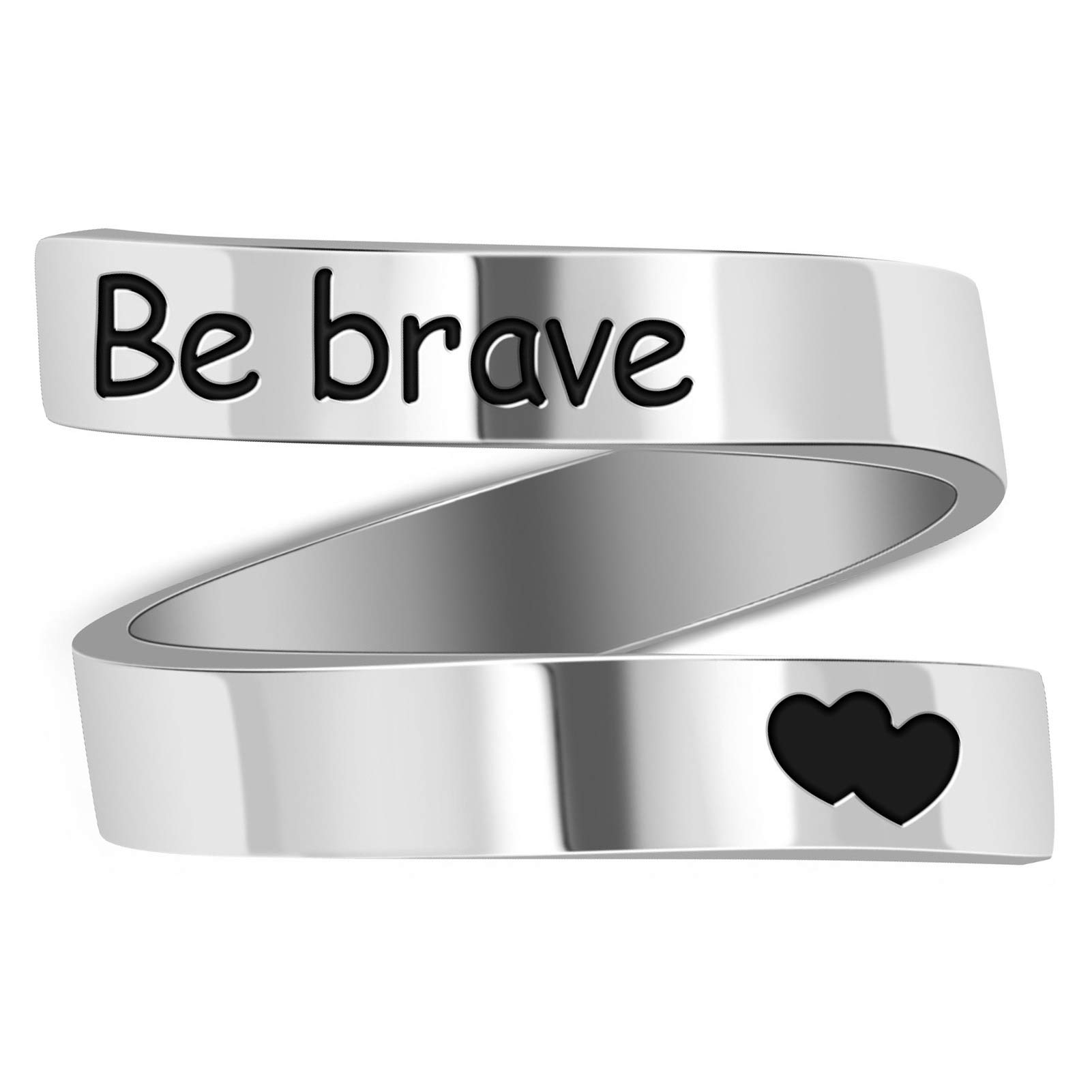 Adjustable Rings for Women/Men,Kucheed Inspirational Ring Jewelry Engraved I am Enough,Stainless Steel Spiral Wrap Twist Ring ,Personality Encouragement Birthday Graduation Gifts for Girls Boys