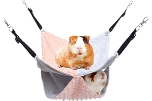 BESNEW Enlarged Guinea Pig Hammock,Guinea Pig Cage Accessories 2 Tier Soft Ferret Rat Hanging Hammock for Small Animals Hiding Sleeping,Adjustable length 13.8x13.8 in