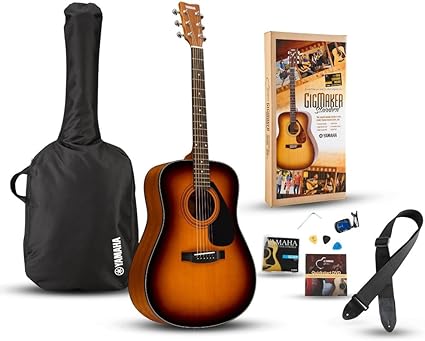Standard Acoustic Guitar - Amazon Com Yamaha Gigmaker Standard Acoustic Guitar W Gig Bag Tuner Instructional Dvd Strap Strings And Picks Sunburst Musical Instruments