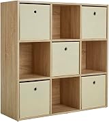 Home Source 9 Shelf Cube Bookcase Oak Effect Storage Unit 90cm view 7