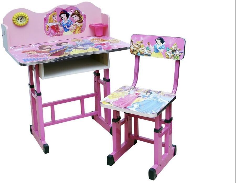 Princess Barbie Kid's Engineered Wood 3D Character Educational Table Chair (Pink)