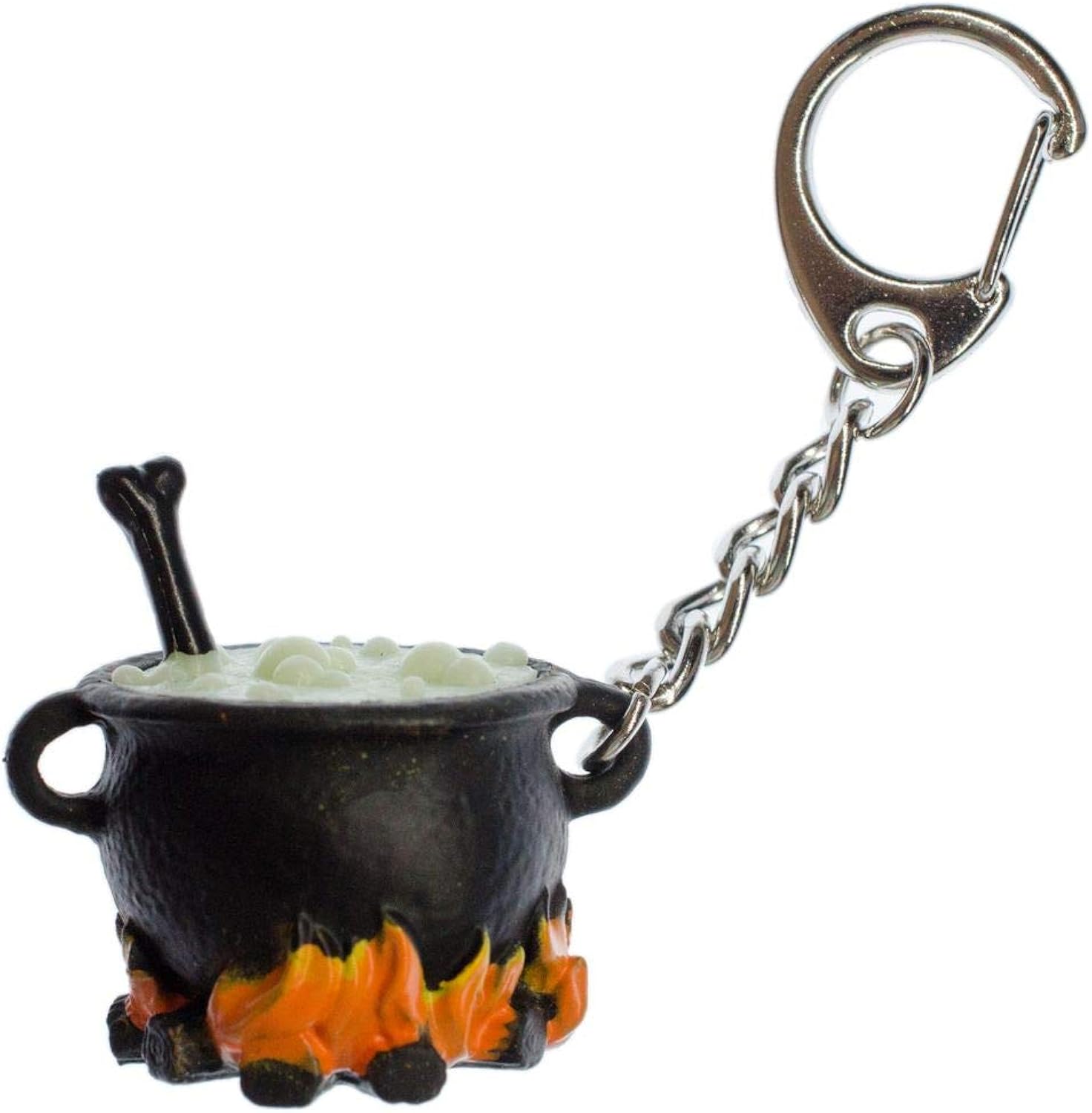 Miniblings Glowing In The Dark Witch Cauldron Key Ring Chain Kids Children, Multicolored, 35mm