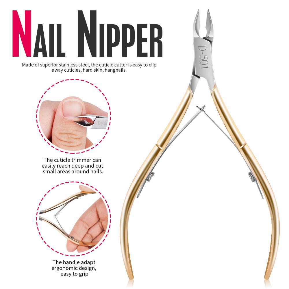FANDAMEI Nail Cuticle Tools Kits, 1PCS Cuticle Nippers, 4PCS Cuticle Pusher Cutter, 3PCS Ingrown Toenail File and Lifters, 5PCS Grit Nail File Black, 1PCS Nail Buffer. Professional Nail Cleaner Tools: Beauty