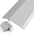 Lunghaa Aluminum Floor Transition Strip, Threshold Reducer for Doorway Ramp Tiles Laminate Planks, Bridge The Height Gap Between 0.3-1.6 inches (2.9 ft x 3.9 in, Matte Silver)