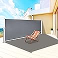 VEVOR Retractable Side Awning, UV 50 63''x 118'' Full Aluminum Rust-Proof Outdoor Privacy Screen, 280 g Thicken Folding Room Divider Wind Screen, for Patio Sun Shade, Backyard, Balcony, Gray