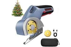 Giosuan 2025 Upgrade 4V Cordless Cutting Tool, Cardboard Cutter with 2 Titanium Blades, 2000mAh Battery, Electric Chop Saw for Fabric, Cardboard, Leather, Carpet - Glacier Blue