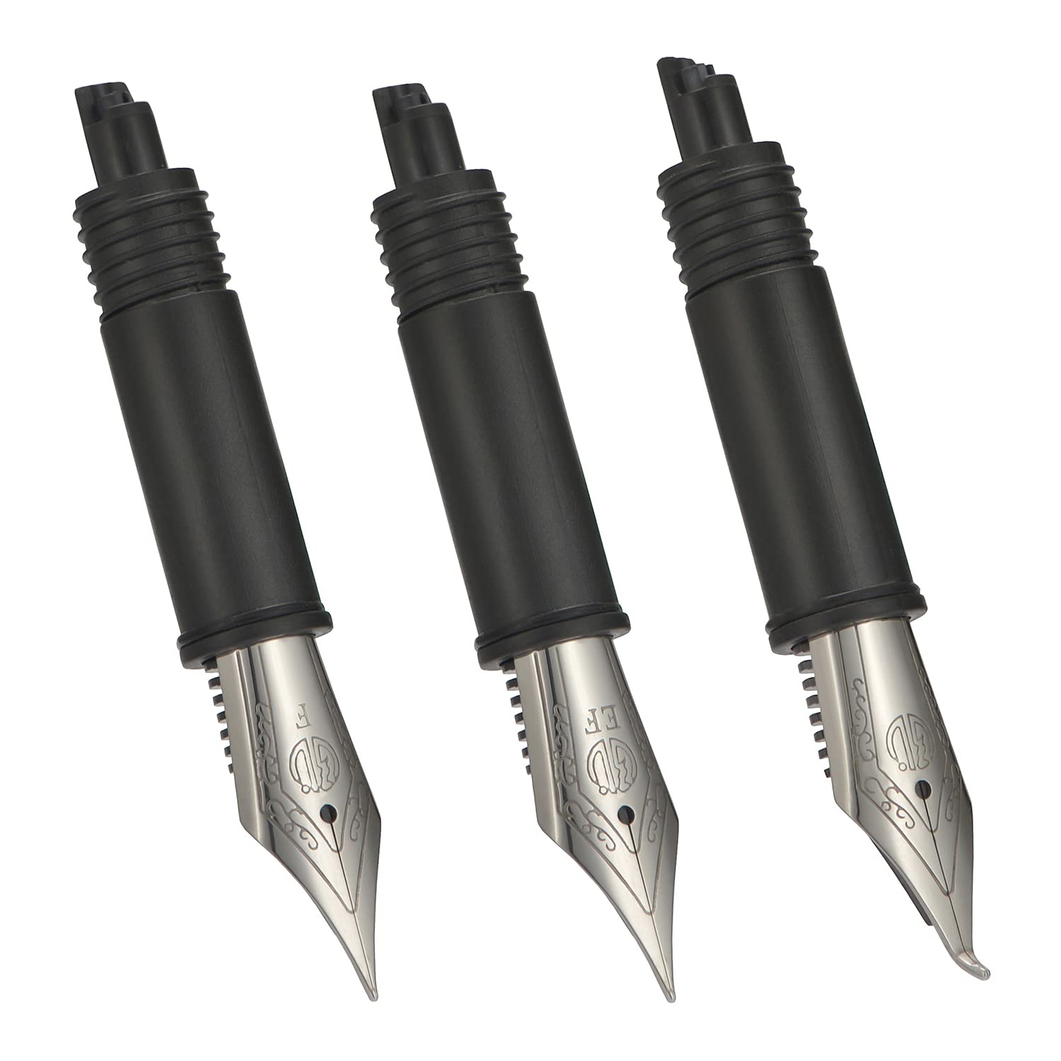 Set of 3 Hongdian Fountain Pen Silver Nibs (Fine, Extra Fine and Bent Nib) for Black Forest 1850, 1851，6013, 517S and 517D Series
