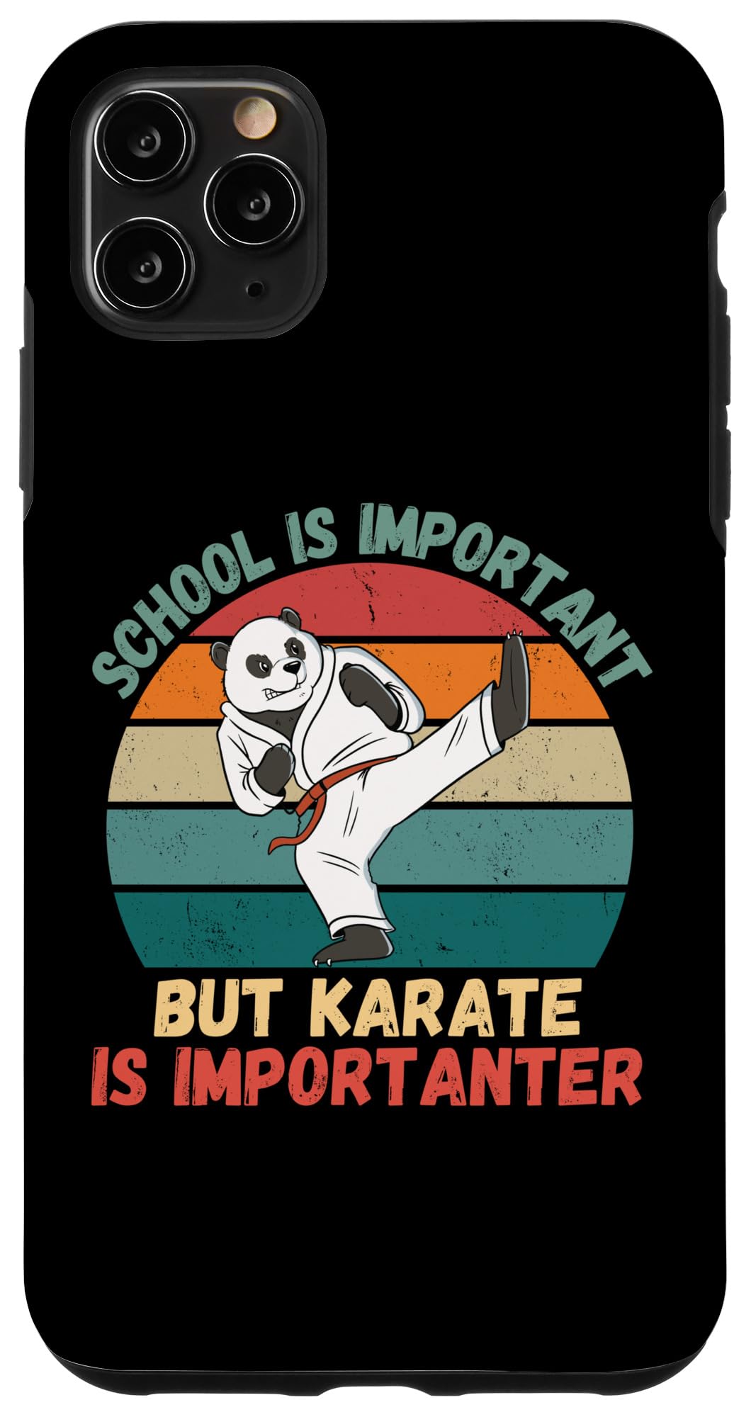 iPhone 11 Pro Max Retro Panda School Is Important Karate Is Importanter Case