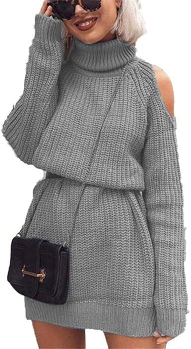 off the shoulder cable knit sweater dress