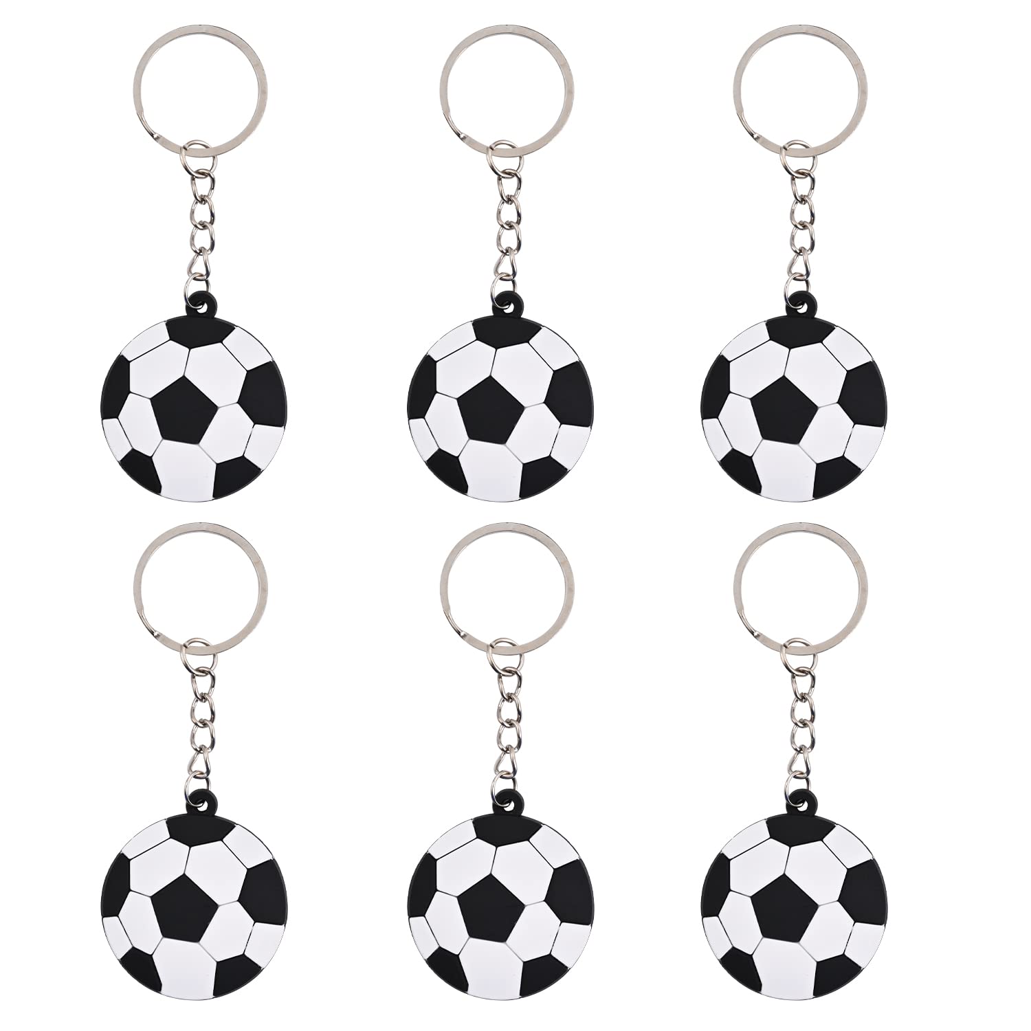 UNVOJL 16 Pieces Football Key Rings Soccer ball Keychains Football Party Bag Fillers for Party Favors, Black, White, One Size