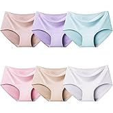 Domee Teen Girls Seamless Underwear No Show Panties Pack of 6 Invisible Briefs