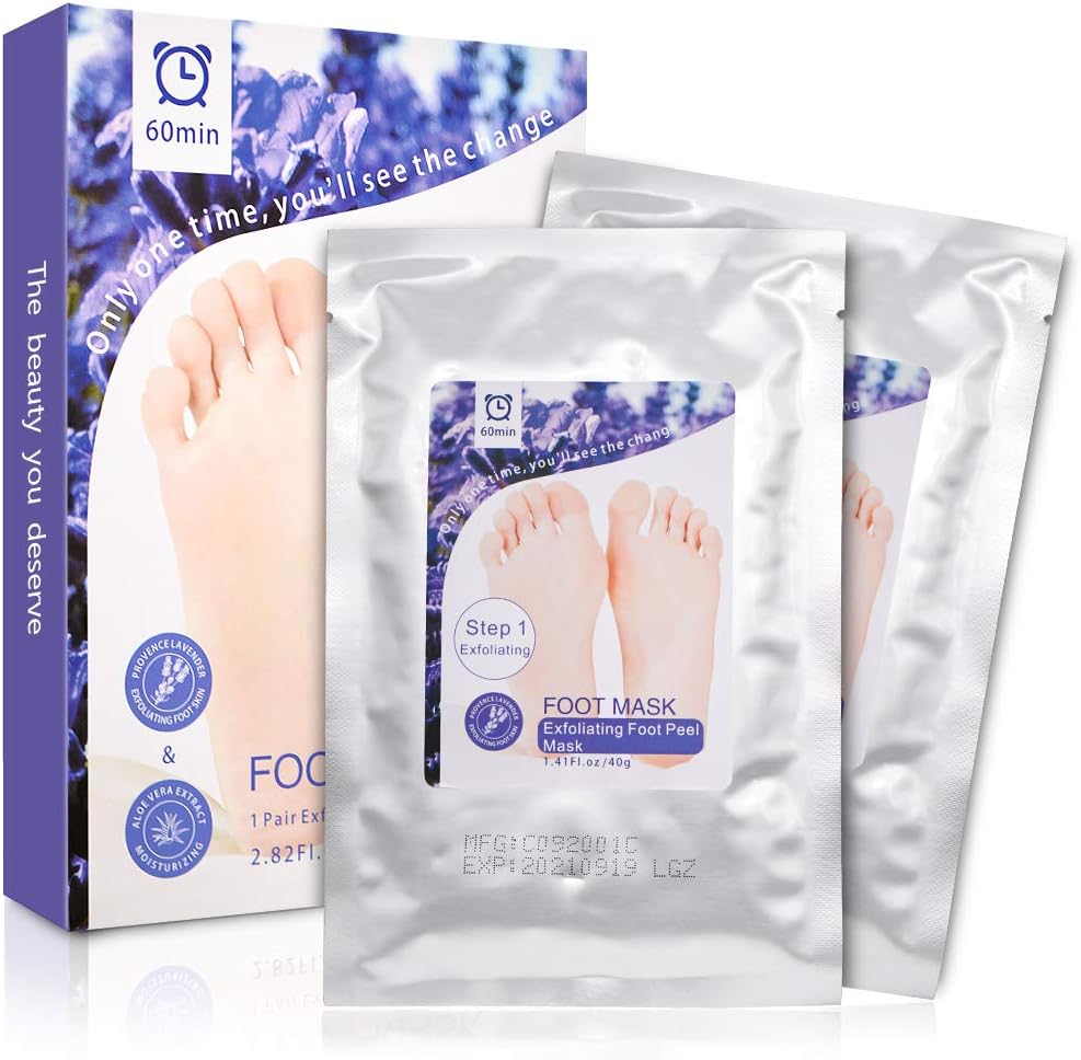 Exfoliating Foot Peel Mask 2 Pairs, Peeling Away Rough Heels Dead Skin Cells and Calluses in 1-2 Weeks for Men Women, Lavender Scented Natural Formula for Soft Smooth Baby Foot