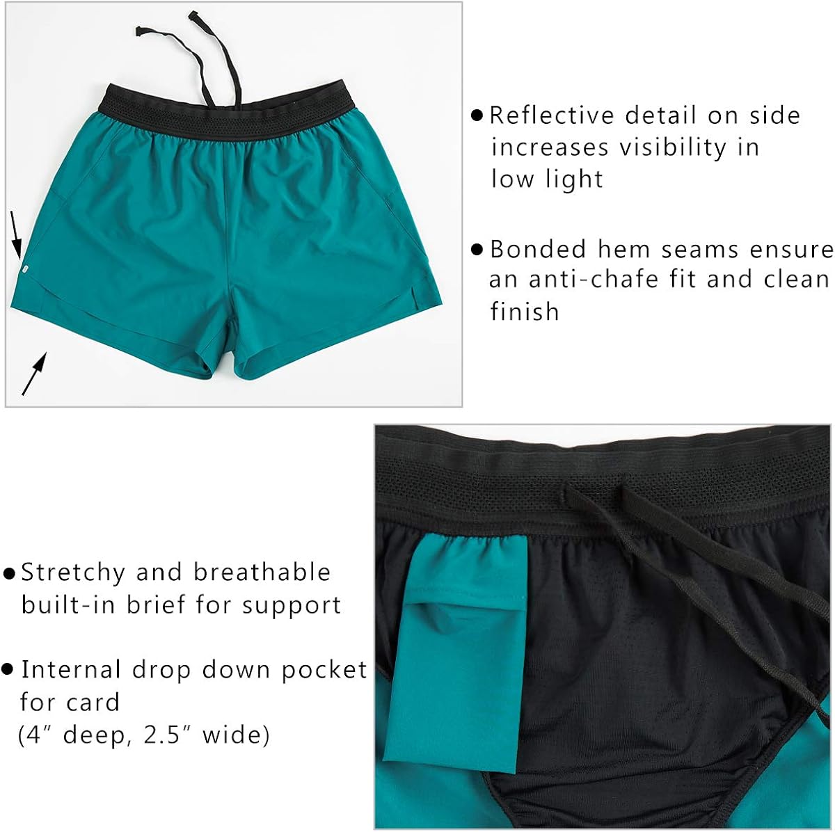Libin Women's 3 Inch Running Shorts with Liner Quick Dry Athletic Workout Shorts Lounge Sport Gym Shorts Back Zip Pocket: Clothing