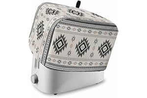 VERSOTILAHOME Gray Beige Boho Toaster Cover 2 Slice, Ethnic Tribe Vintage Dustproof Bakeware Oven Protector with Top Hook, Southwestern Waterproof Small Kitchen Appliance Toasters Dust Cover, 12"x7.5"x8"