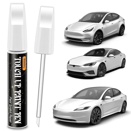 White PPSW Compatible with Tesla 2-in-1 Touch Up Paint Pen Ultimate Car Scratch Repair Kit,Quick Fix Rust-Resistant and Long-Lasting Paint Scratch Remover