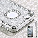 Leegoal(TM) iphone 5 case - Deluxe Sliver Diamond Rhinestone Glitter Bling Chrome Hard Case Cover for Apple iPhone 5 5G , Screen Protector and Stylus