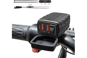 CYNROFVEN 36W Motorcycle USB Phone Charger with 3 Ports, Waterproof 12V Adapter Universal Fit SAE to USB Fast Charging Socket with ON Off Switch