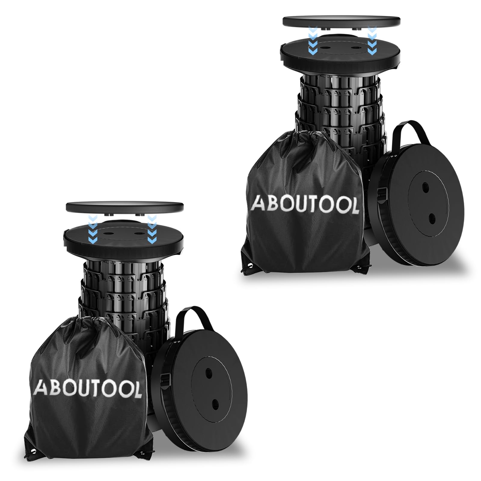 Photo 1 of 2PCS Upgraded Collapsible Stool with Removable Cushion & Waterproof Carry Bag - Portable Folding Stool for Adults, Camping, Fishing, Hiking - Lightweight Yet Sturdy Max 400lbs