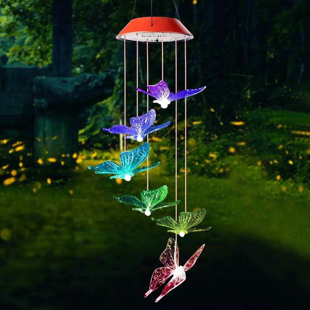 wind chimes outdoor, gifts for mom, solar wind chimes, butterfly wind chime, solar mobile butterfly, mom gifts, birthday gifts for mom, gardening gifts, wind chimes solar, windchimes unique outdoor : Garden & Outdoor