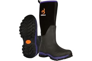HUNTIT Rubber Work Boots for Women Multi Seasonal Rubber Boots Waterproof Rain Boots with Kevlar Midsole 5mm Neoprene with 400g Insulation Outdoor Mud Boots