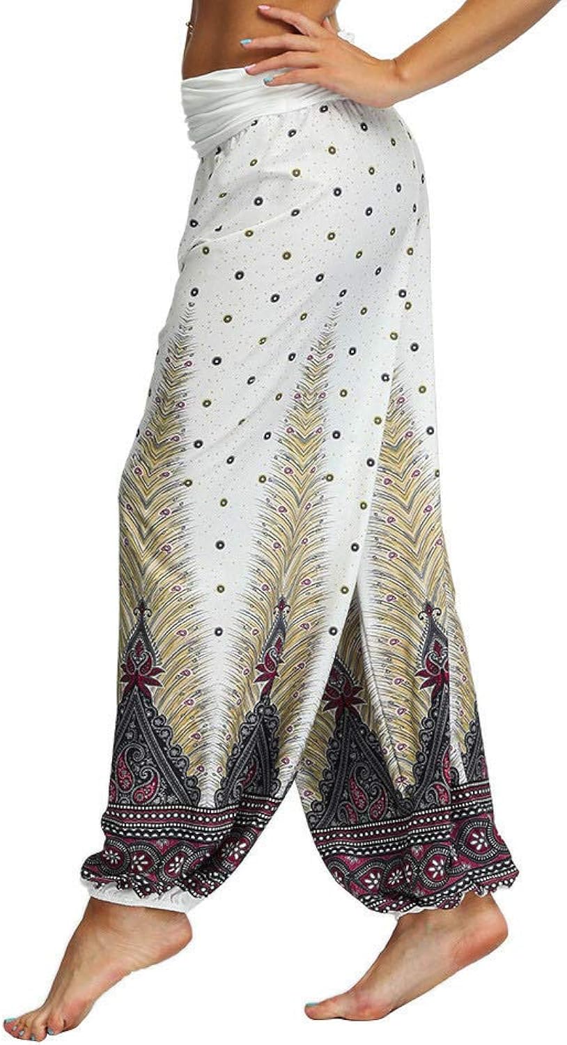Zeagro Damen Haremshose Elastischer Bund Hohe Taille Hippie Hose Fur Lassige Yoga Sommer Strand Amazon De Kuche Haushalt