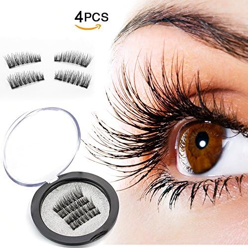 Magnet Eyelashes with Double Magnet, Glue Free Fiber Magnetic Eyelashes Individual Pack For Woman (1 pair 4 pieces)
