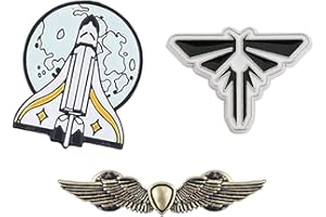 MULLIKE The Last Of Us Pins Ellie Gold Angel Wings Fleet Spaceship Rocket Cosplay Enamel Badge Jewelry Gifts For Women and Men TV Fans 3Pcs