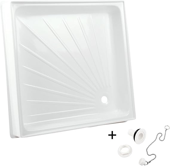 Piatto Doccia Per Camper 68x68x10cm - In ABS Bianco Con Scarico, Per Roulotte E Esterni - Foto 3