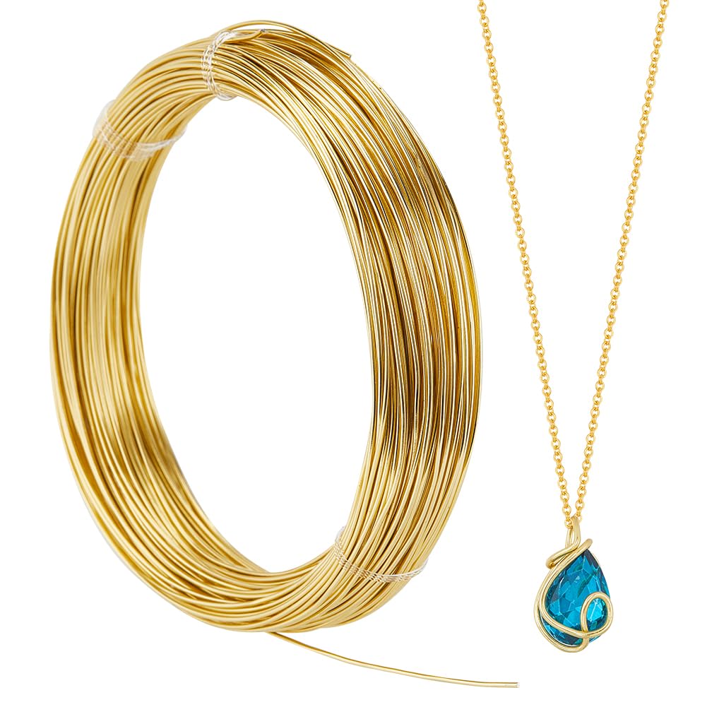 SUNNYCLUE 50M Aluminum Wire 1mm Gold Crafting Wire 18 Gauge Aluminum Craft Wire Jewellery Wire Bendable Metal Craft Wire Bendable Metal Wire for Jewellery Making Wire Wrapping Beading Sculpting Floral