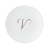 Lenox Merlot Script V Accent Plate, Letter V