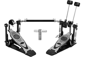RUN PMY Double Bass Pedal, Double Chain Double Bass Drum Pedals, Double Kick Drum Pedal with Patch Suit for Kick Drum