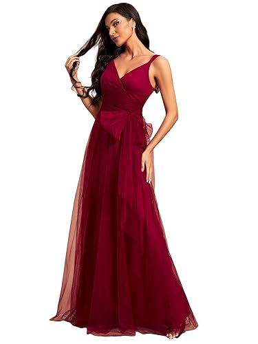 Ever-Pretty Women Feminine Vneck Sleeveless Bridesmaid Dresses 18US Burgundy  in Dubai - UAE | Whizz Formal
