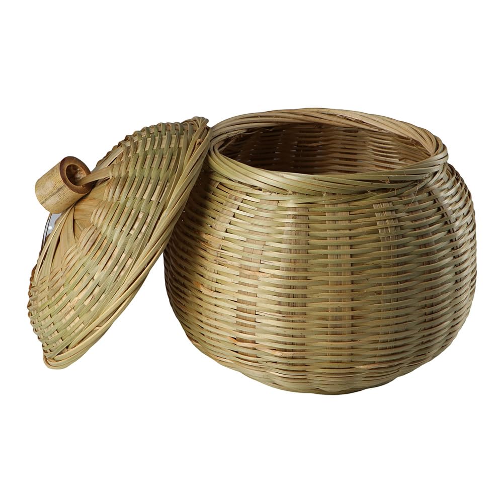 Photo 1 of Kopida Round Rattan Boxes with Lid Hand-Woven Multi-Purpose Wicker Tray with Durable Rattan Fiber Round Bread Basket Picnic Food Storage Basket