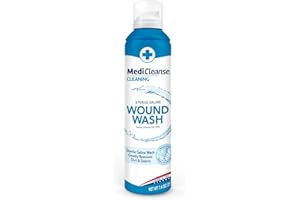 MediCleanse First Aid Sterile Saline Wound Wash, Promotes Healing, No Stinging or Burning, 7.4 oz Spray Can - Made in USA
