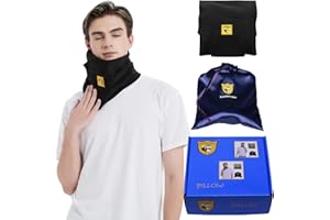 FOXSEON Travel Pillow, Turtleneck Airplane Neck Pillow, Support Office nap Pillow for Men, Easy to Clean and Carry, Gift Pack (Black)