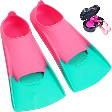 Palmes De Natation Enfant En Silicone – Courte, Ajustement Confortable, Antidérapant, Drainage D'eau – Pour Garçons Et Filles – Entraînement Et Snorkeling