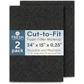 2-Pack Cut to Fit Air Filters &ndash; 24"x15"x0.25" Washable &amp; Reusable Foam Filter Material Roll | Cut to Size Replacement for Window Air Conditioner Filter, AC Vent Filters, Furnace, RV, Range Hood &amp; More