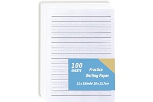 LYUZECHEEAN Handwriting Paper Kindergarten for Kids, Ruled Practice Writing Paper for Kids, 100 Sheets, 100gsm White Writng Papers, 8.5 x 11 Inch Writing Paper with Lines for Kindergarten