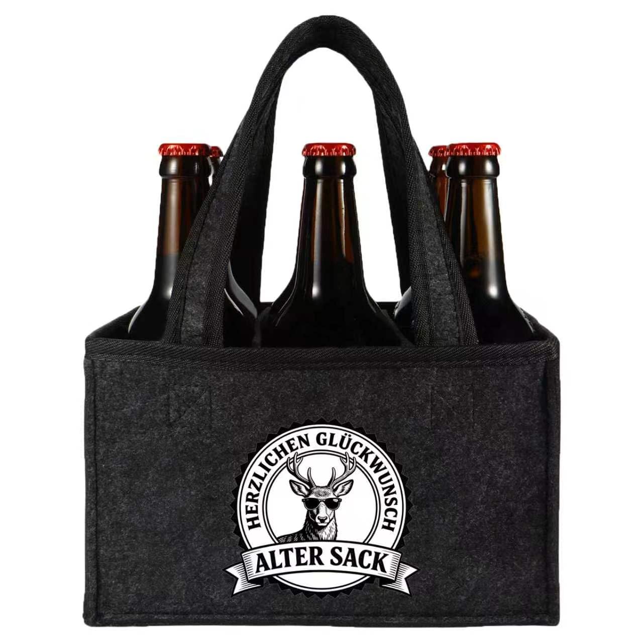 Lustige Geschenke für Männer Geburtstag, Alter Sack Herzlichen Glückwunsch, Witzige Geburtstagsgeschenk Männergeschenke Biergeschenke Geschenk, Personalisierte Männerhandtasche Bier, 6 Flaschen