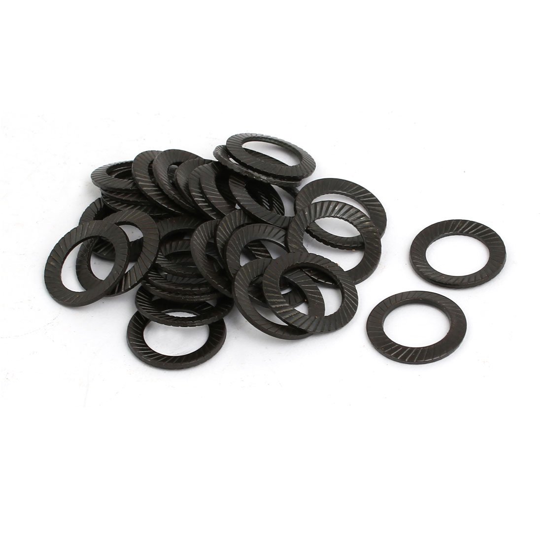 Sourcingmap 10mm Inner Diameter Carbon Steel Dual Serrated Conical Washer Black 30pcs