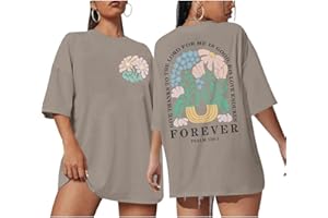 Lytiarul Christian Faith Tshirts for Women Jesus Religious Bible Verse Shirts Inspirational Floral Oversized Graphic Tees