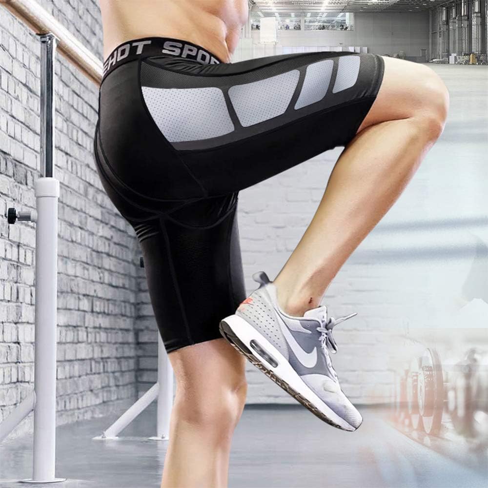 Men's Compression Shorts 3 Pack Quick Dry Sports Tight Shorts Soft Running Pants for Workouts, Training, Gym: Clothing
