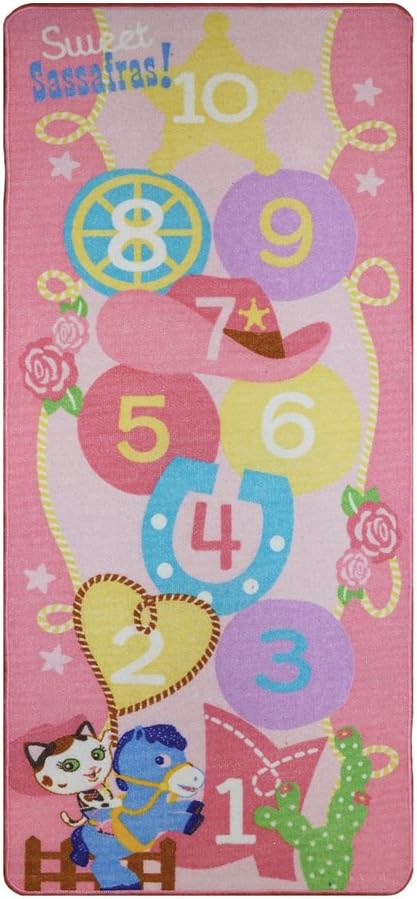 Amazon Com Disney Junior Girls Toy Rug Carnival Sheriff Callie Toys Hopscotch Mat Sparky Pony Bedding Game Rugs 26 X58 Toys Games