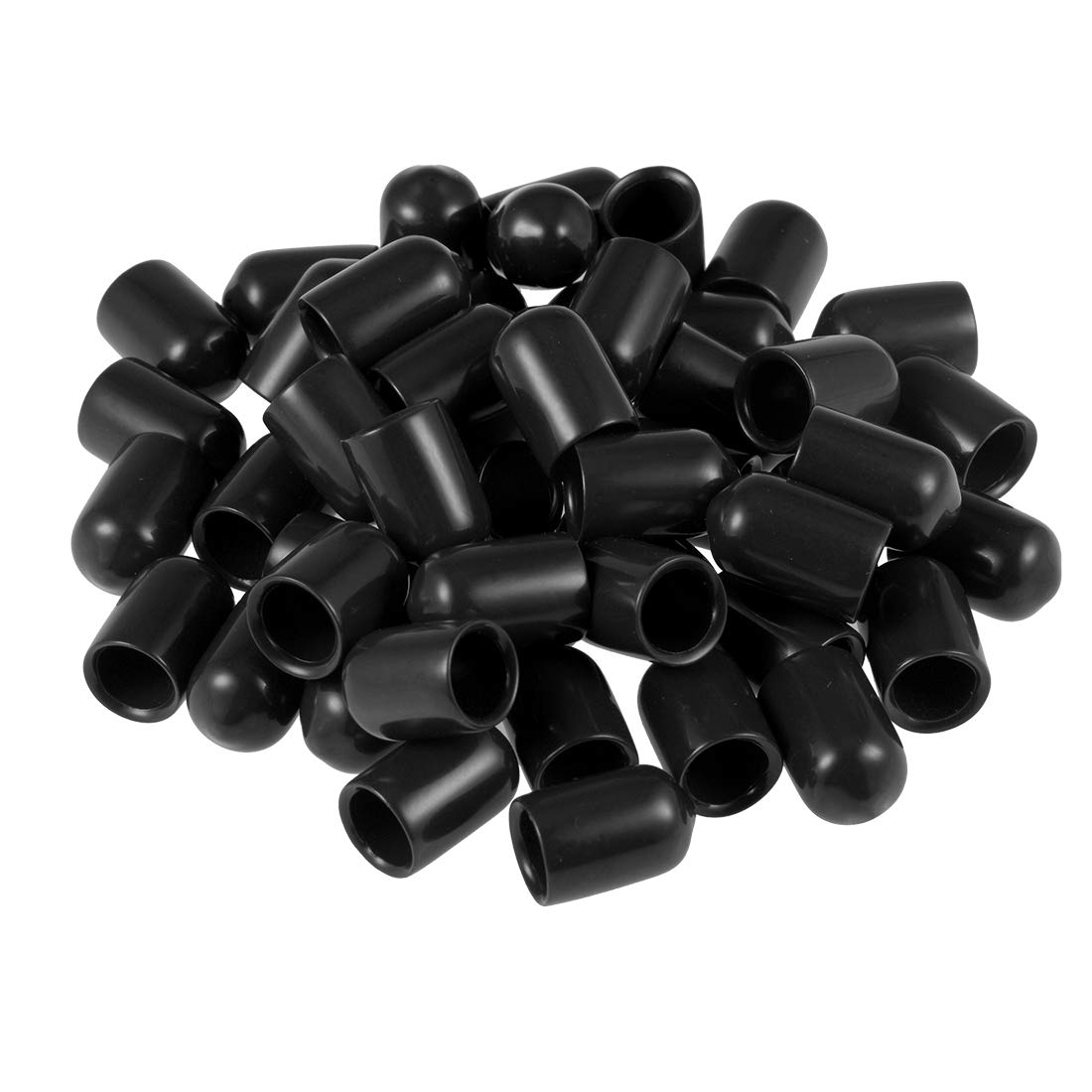sourcing map 50pcs Rubber End Caps 8.5mm ID Vinyl Round Tube Bolt Cap Cover Screw Thread Protectors Black